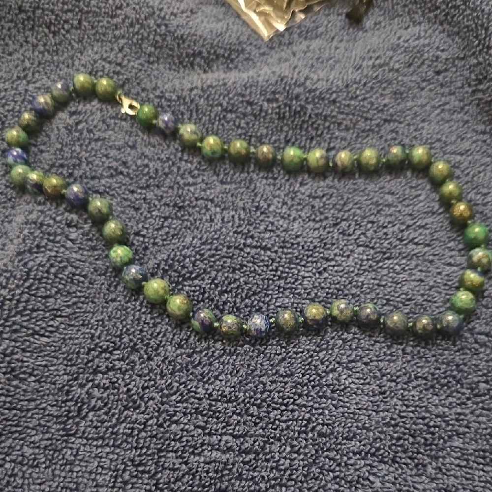 Elegant Blue and Green Jade Beaded Necklace